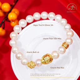 Ngọc Đan Tâm - Vòng Tay Ngọc Trai 9-10mm 3A Phối Charm Mai Rùa - Đa Mệnh 2