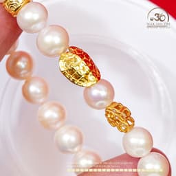 Ngọc Đan Tâm - Vòng Tay Ngọc Trai 9-10mm 3A Phối Charm Mai Rùa - Đa Mệnh 3