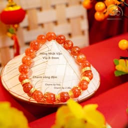 Ngọc Đan Tâm - Vòng Tay Hồng Nhật Vận VIP 8-9mm Chối Charm - Mệnh Hoả & Mệnh Thổ 2