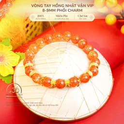 Ngọc Đan Tâm - Vòng Tay Hồng Nhật Vận VIP 8-9mm Chối Charm - Mệnh Hoả & Mệnh Thổ 1