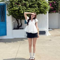 [SALE 10.10 GIẢM 20K] Áo Babydoll Thô Boil Phối Tơ Cổ V Dáng Bí Phồng, Áo Kiểu Nữ Dáng Tiểu Thư 6