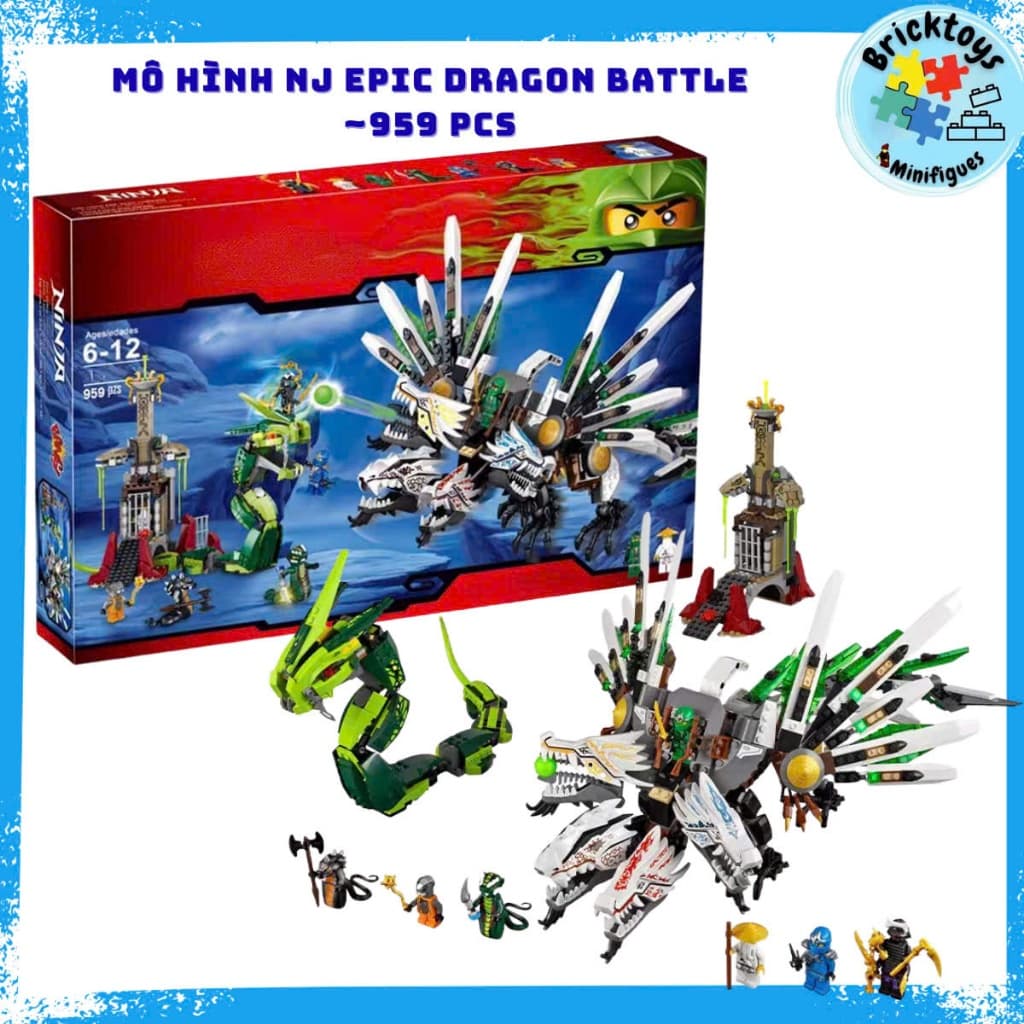 [ Có Sẵn ] Đồ chơi mô hình xếp hình nhân vật season 1 rồng 4 đầu Epic Dragon Battle - 959 pcs