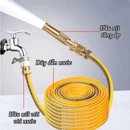 Combo Vòi Xịt Tăng Áp Đầu Đồng Kèm Dây Ống Xịt Nước 5m 10m 15m 20m Chuyên Dụng Tưới Cây Và Rửa Xe 8
