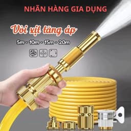 Combo Vòi Xịt Tăng Áp Đầu Đồng Kèm Dây Ống Xịt Nước 5m 10m 15m 20m Chuyên Dụng Tưới Cây Và Rửa Xe 2
