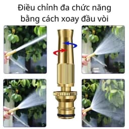 Combo Vòi Xịt Tăng Áp Đầu Đồng Kèm Dây Ống Xịt Nước 5m 10m 15m 20m Chuyên Dụng Tưới Cây Và Rửa Xe 7