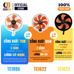 Quạt treo tường 2 dây Senko TC1623 5 cánh cam thân đen công xuất 60W gió mạnh bảo hành 24 tháng 5