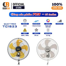 Quạt treo tường 2 dây Senko TC1623 5 cánh cam thân đen công xuất 60W gió mạnh bảo hành 24 tháng 2