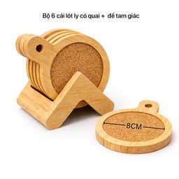 Bộ lót ly bằng gỗ, lót cốc gỗ cho bàn làm việc, quán cafe cửa hàng trang trí nhà cửa decor nhà GIBA 5