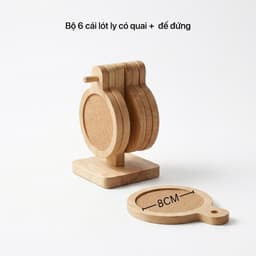 Bộ lót ly bằng gỗ, lót cốc gỗ cho bàn làm việc, quán cafe cửa hàng trang trí nhà cửa decor nhà GIBA 2