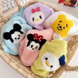 Bộ 5 Khăn Lau Mặt Cho Bé Lông Cừu San Hô Siêu Dễ Thương Họa Tiết Disney Cao Cấp Mềm Mại 2