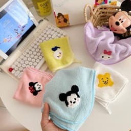Bộ 5 Khăn Lau Mặt Cho Bé Lông Cừu San Hô Siêu Dễ Thương Họa Tiết Disney Cao Cấp Mềm Mại 9