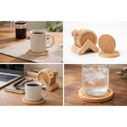 Bộ lót ly bằng gỗ, lót cốc gỗ cho bàn làm việc, quán cafe cửa hàng trang trí nhà cửa decor nhà GIBA 4