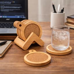 Bộ lót ly bằng gỗ, lót cốc gỗ cho bàn làm việc, quán cafe cửa hàng trang trí nhà cửa decor nhà GIBA 1
