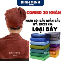 Combo 20 khăn gội đầu quấn đầu loại Dày BinhMinh Towel mềm mịn siêu thấm hút 1