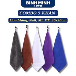 Set 5 khăn 30x30cm, làm móng, nail, mi, loại Dày mềm mịn thấm hút 1