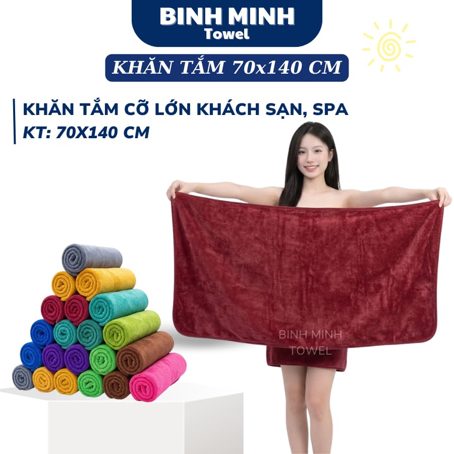 Khăn tắm body chuyên spa khách sạn 70*140cm cao cấp loại DÀY, Khăn quấn đắp người spa chất Microfiber mềm mịn