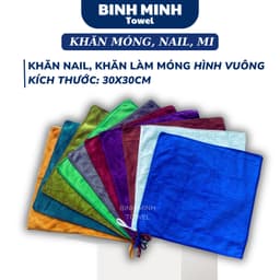 Khăn nail khăn làm móng loại Dày BinhMinh Towel hình vuông 30x30 cm có quai treo 100% microfiber mềm mịn siêu thấm hút 1