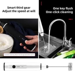 Máy Tạo Bọt Cafe, Máy Đánh Trứng Mini Cầm Tay Sạc Pin 3 Cấp Độ Tặng Kèm 2 Đầu Đánh Chuyên Dụng 9