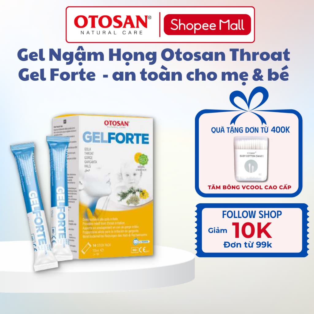 [Hàng cty ko hủy] Gel Ngậm Họng chiết xuất ép tinh dầu lạnh Otosan Gel Forte  Giảm Ho, Đau Rát Họng An Toàn Cho Mẹ & Bé