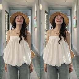 Áo Bí 2 Dây Phồng Có Dây Điều Chỉnh Form Babydoll Rộng Chất Vải Gió Màu Sắc Đa Dạng mùa hè cho nữ m6039 2