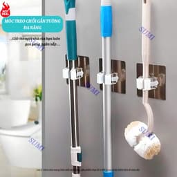 Móc Dán Tường Treo Đồ, Móc Kẹp Chổi Dán Tường Treo Cây Lau Nhà Đa Năng 7