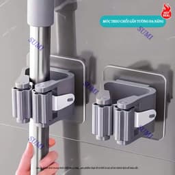 Móc Dán Tường Treo Đồ, Móc Kẹp Chổi Dán Tường Treo Cây Lau Nhà Đa Năng 4