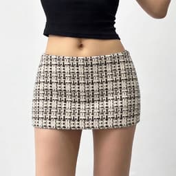 Chân Váy Dạ Kẻ Ô Cạp Trễ PINKSTORE29 Style Y2K Cá Tính C926 2