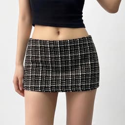 Chân Váy Dạ Kẻ Ô Cạp Trễ PINKSTORE29 Style Y2K Cá Tính C926 1