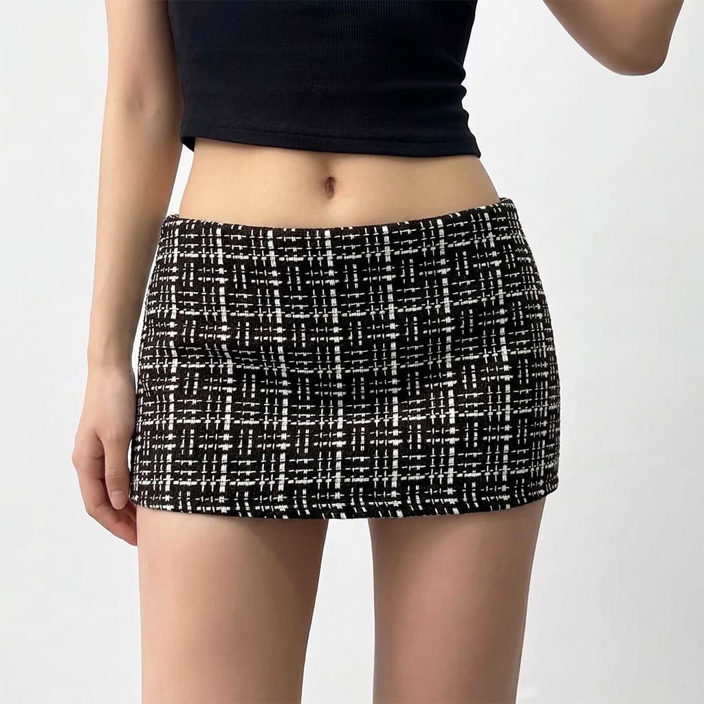 Chân Váy Dạ Kẻ Ô Cạp Trễ PINKSTORE29 Style Y2K Cá Tính C926
