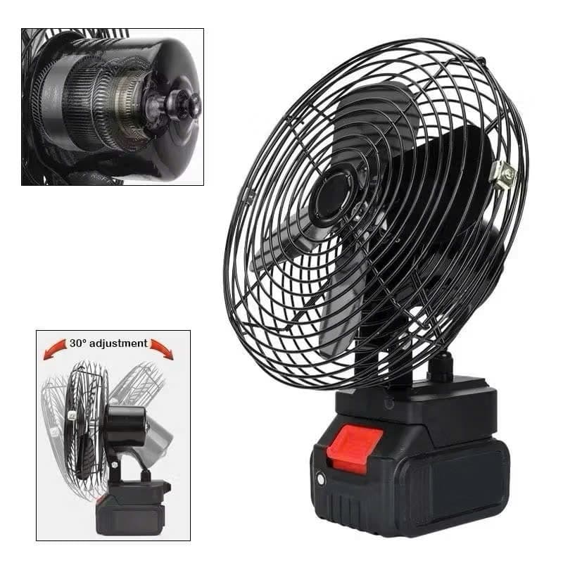 Quạt Tích Điện Lồng Sắt, Dùng Pin Lithium 14.4V - 21V 10 Cell, Tặng Kèm Pin & Sạc, Dễ Dàng Gấp Gọn