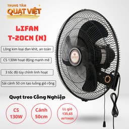 Quạt Treo Công Nghiệp LIFAN T-20CN (N) 50cm – 130W – 3 Tốc Độ | 1 Dây Kéo | Gió Mạnh 135,65 m³/phút 1