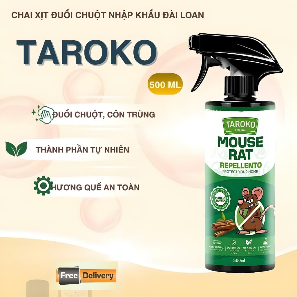 Dung Dịch Xịt Đuổi Chuột Thảo Mộc TAROKO 500ml – An Toàn, Đuổi Chuột Hiệu Quả Không Độc Hại