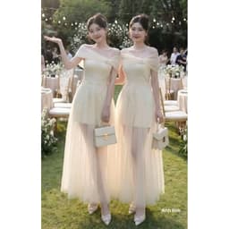 Xukadress_Váy ren lưới cup xoè bẹt vai, váy kem dự tiệc sang chảnh dành cho nữ 6