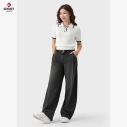 Quần jean nữ ống rộng dáng Balloon GENVIET JEANS chất Denim USA mềm mịn đứng form, linh hoạt phối đồ 9119 5