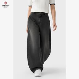 Quần jean nữ ống rộng dáng Balloon GENVIET JEANS chất Denim USA mềm mịn đứng form, linh hoạt phối đồ 9119 4