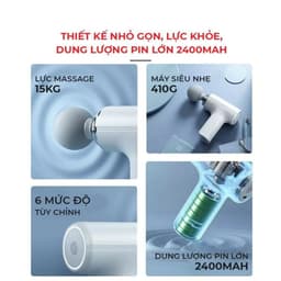 Máy Massage Cầm Tay Mini - Súng Massage Đấm Lưng 6 Chế Độ Rung Và 4 Đầu Thay Thế 3