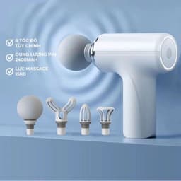 Máy Massage Cầm Tay Mini - Súng Massage Đấm Lưng 6 Chế Độ Rung Và 4 Đầu Thay Thế 6