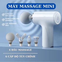 Máy Massage Cầm Tay Mini - Súng Massage Đấm Lưng 6 Chế Độ Rung Và 4 Đầu Thay Thế 2