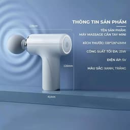 Máy Massage Cầm Tay Mini - Súng Massage Đấm Lưng 6 Chế Độ Rung Và 4 Đầu Thay Thế 5