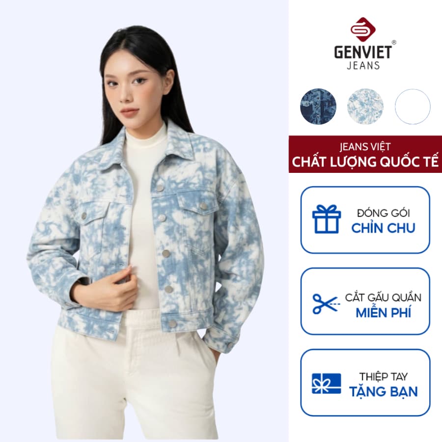 Áo Khoác 1 Lớp Jeans Nữ GENVIET JEANS Dáng Suông, Thời Trang, Thoải Mái 8792