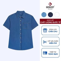 Áo Sơ Mi Cộc Tay Jeans Nam GENVIET JEANS Dáng Suông Vừa 9010 1