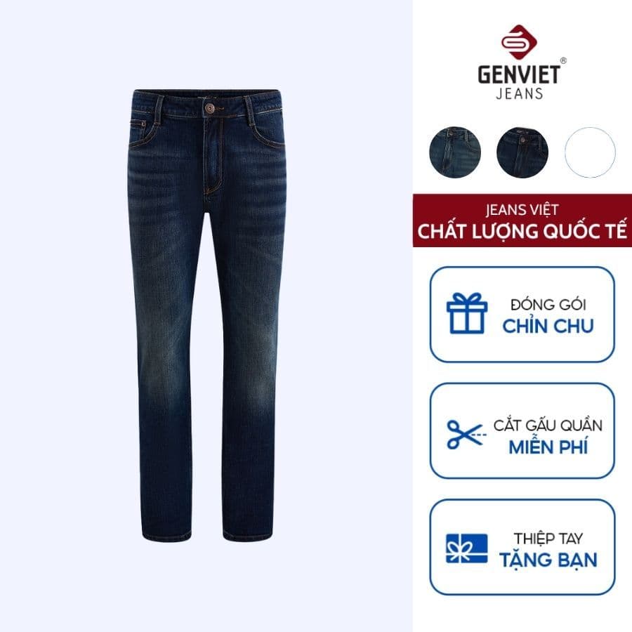 [ẨN] Quần Jean Nam Ống Col Đứng GENVIET JEANS, Quần Bò Nam Cạp Thấp Slimfit Chất Liệu Bền Bỉ 9102