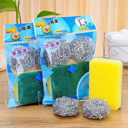 Combo Miếng Rửa Chén 3 Món – 1 Bọt Biển + 2 Búi Sắt Cọ Xoong Nồi, Rửa Bát Siêu Sạch Đánh Bay Dầu Mỡ 4