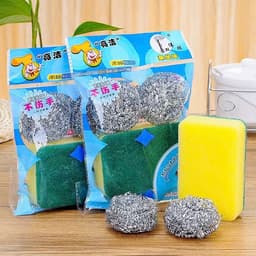 Combo Miếng Rửa Chén 3 Món – 1 Bọt Biển + 2 Búi Sắt Cọ Xoong Nồi, Rửa Bát Siêu Sạch Đánh Bay Dầu Mỡ 1