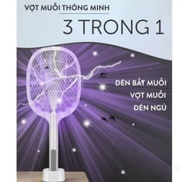 Vợt Muỗi Thông Minh 3 Trong 1 Kiêm Đèn Bắt Muỗi Tự Động Pin Sạc 1200mAh Có Đế Sạc Đứng Tiện Lợi 7