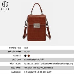 [Tặng hộp 20.10] Túi xách nữ thời trang ELLY EL324 đeo chéo đeo vai xách tay da tổng hợp cao cấp chính hãng 4