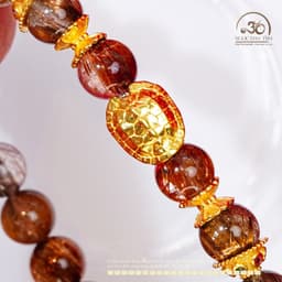 Ngọc Đan Tâm - Vòng Tay Thạch Anh Tóc Hỗn Hợp Vip 8mm 7A Phối Charm Mai Rùa - Đa Mệnh 3