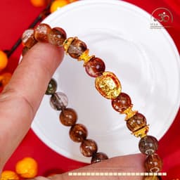 Ngọc Đan Tâm - Vòng Tay Thạch Anh Tóc Hỗn Hợp Vip 8mm 7A Phối Charm Mai Rùa - Đa Mệnh 4