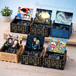 Hộp Nhạc Gỗ Mini nhiều mẫu anime Doraemon Kimetsu Conan Vùng Đất Linh Hồn Castle in the sky Howl - Music box xinh xắn 2