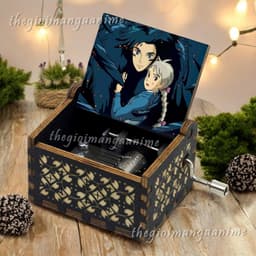 Hộp Nhạc Gỗ Mini nhiều mẫu anime Doraemon Kimetsu Conan Vùng Đất Linh Hồn Castle in the sky Howl - Music box xinh xắn 8